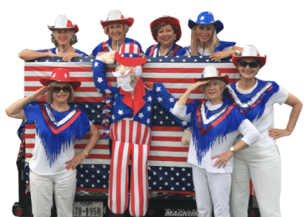 Seven woman in patriotic attire